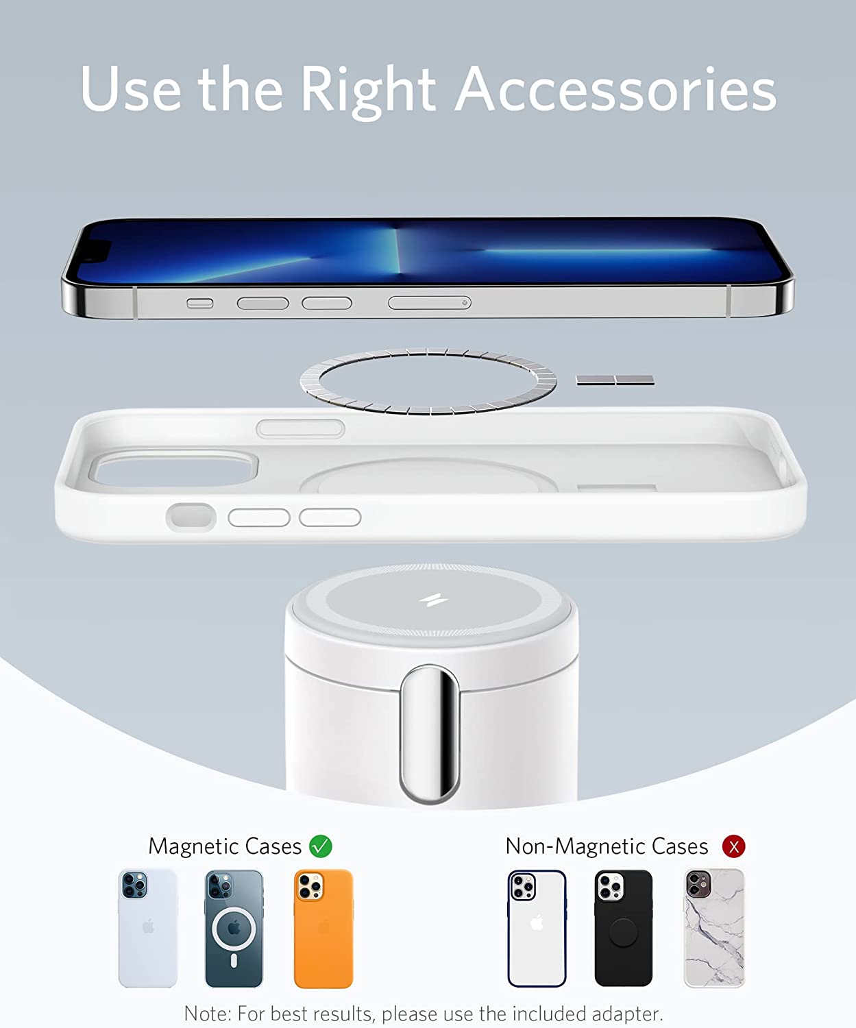 Anker Wireless Charger 623 Magnetic Wireless Charger For iPhone Samsung White