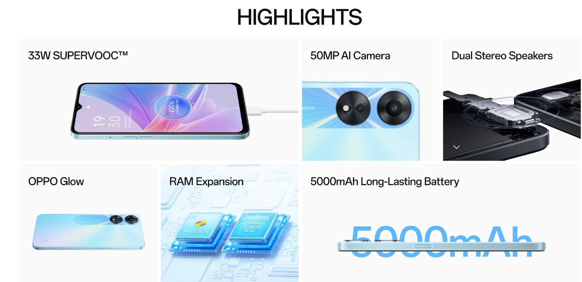 OPPO A78 5G Android phone 128GB 8GB RAM Glowing Black