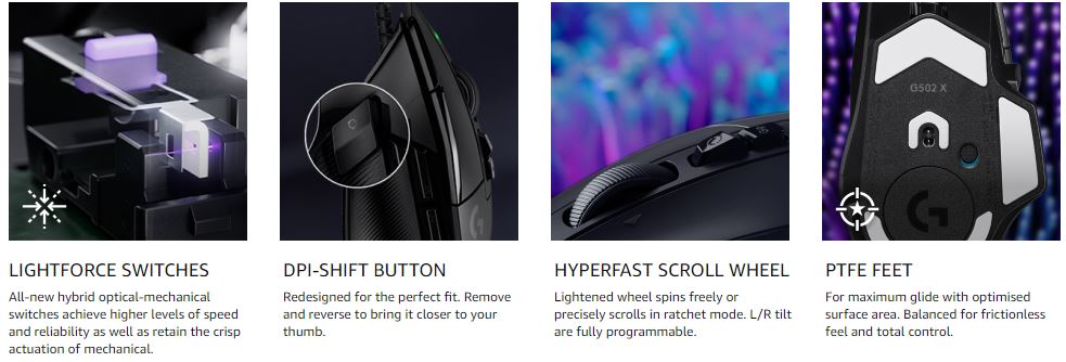 Logitech Mouse G502 X Wired Gaming Mouse White